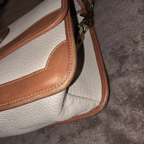 Vintage Dooney & Bourke Surrey Crossbody AWL Cream Tan USA + Boho Strap - Picture 7 of 16